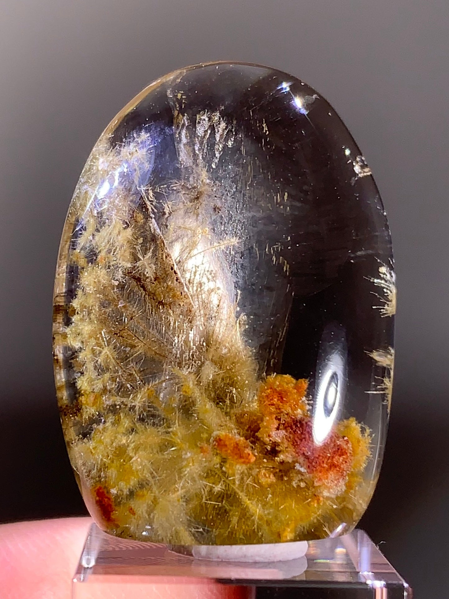Unique-Shaped Gold Rutile Flower Quartz with Garden Polished Freeform from Brazil