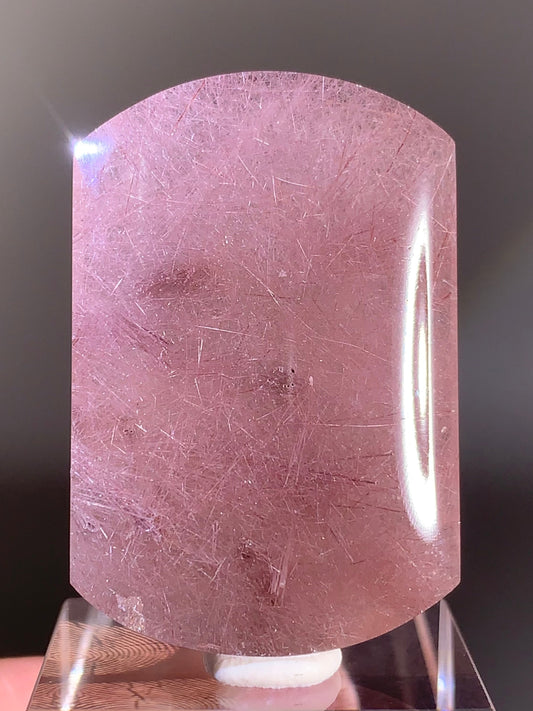 Collector-Grade Rare Pinkish-Purple Rutile Quartz Polished from Brazil