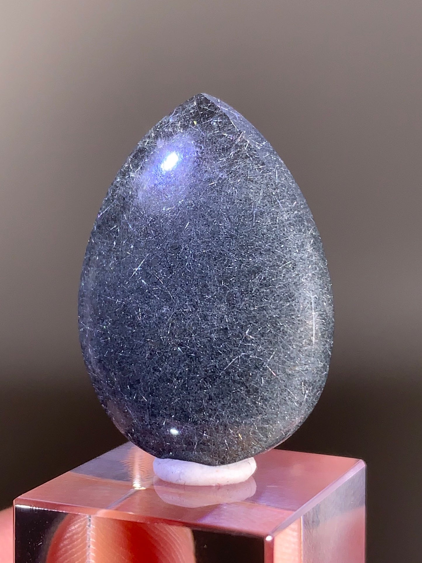 High-Quality Grey Rutile Quartz with Blue Tint Polished from Brazil