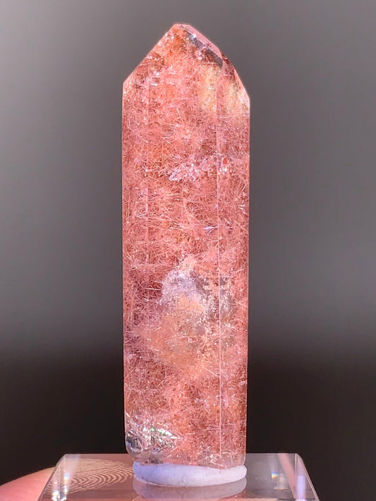 High-Quality Pink Rutile Quartz with Manifestation Cluster from Brazil