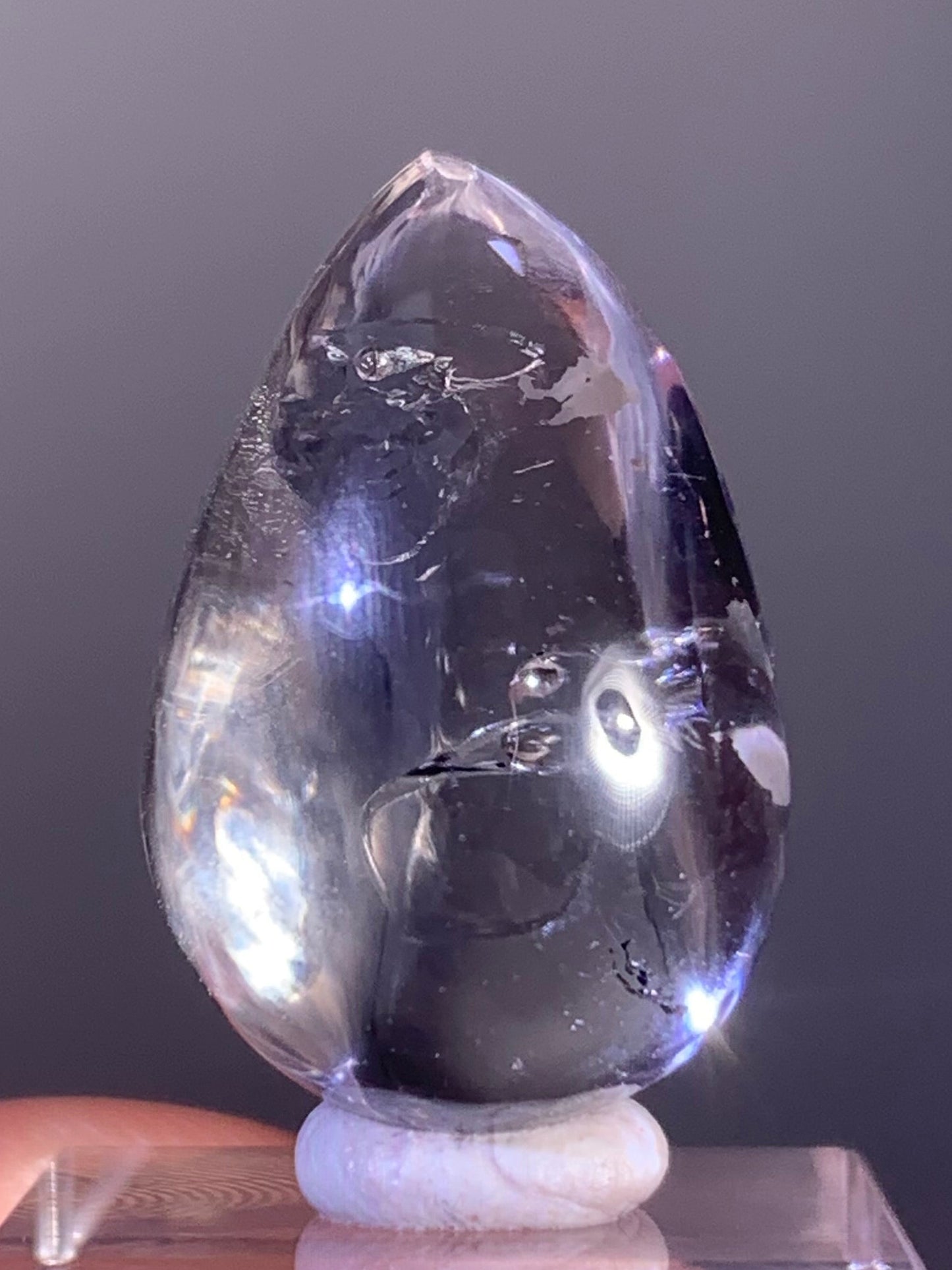 High-Quality Enhydro Bubble in Quartz Polished Teardrop