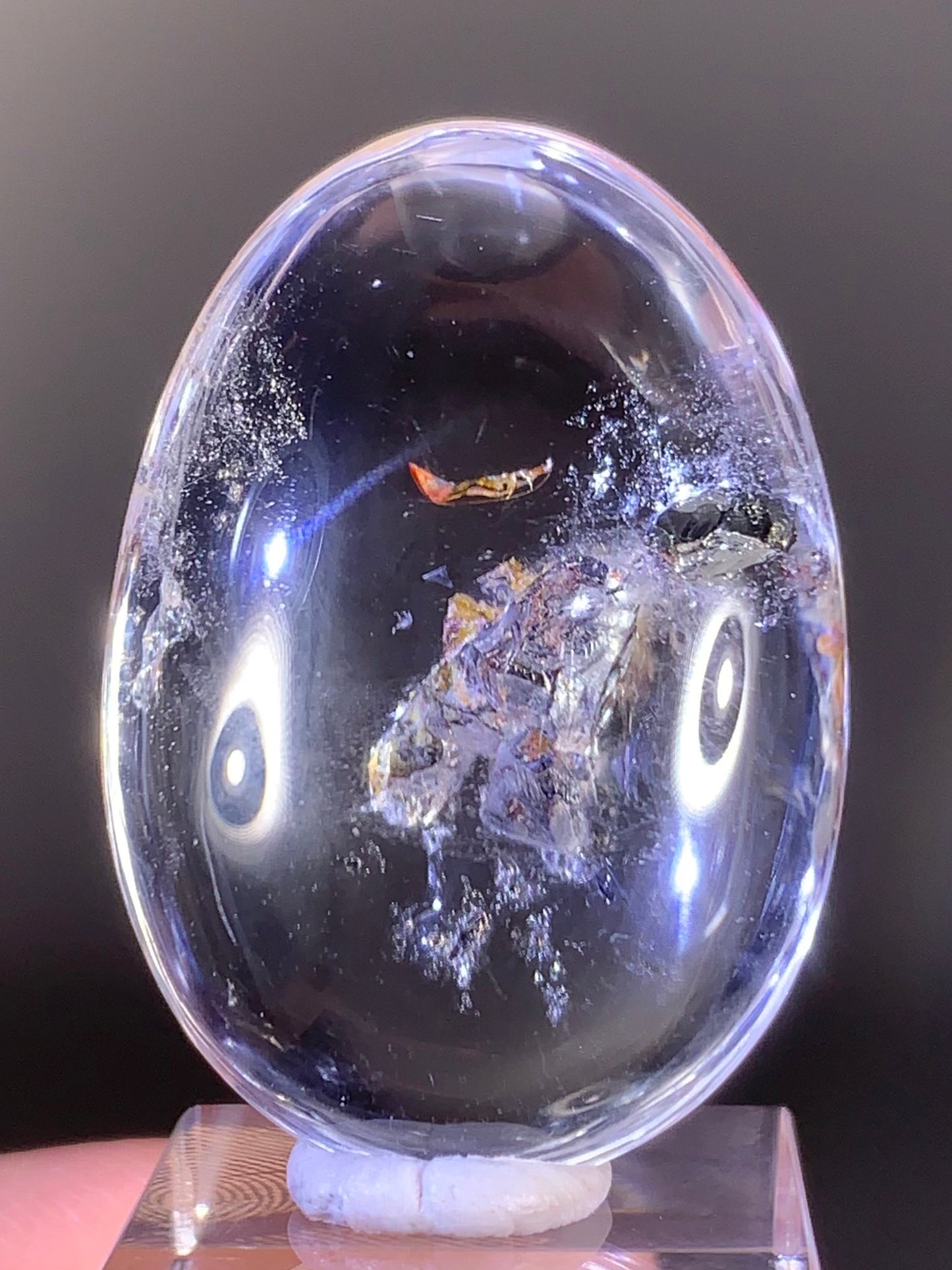 Pyrite in Quartz Polished Pocket Stone | Natural Inclusion Crystal