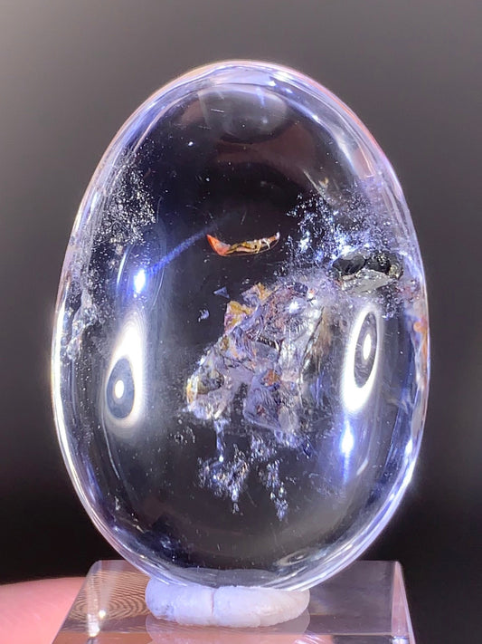 Pyrite in Quartz Polished Pocket Stone | Natural Inclusion Crystal