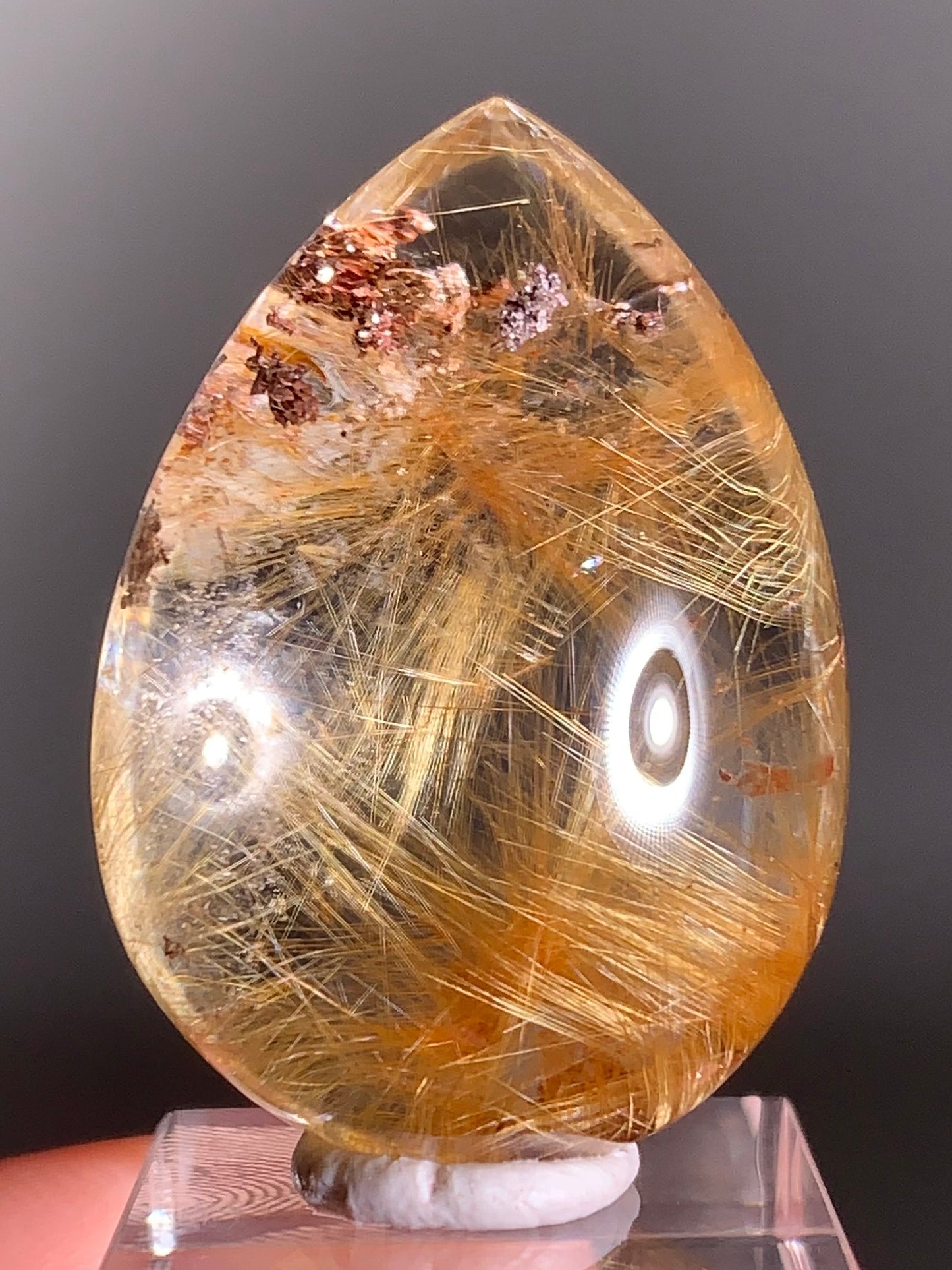Large High-Quality Golden Rutilated Quartz with Garden Inclusions | Cabochon for Pendant
