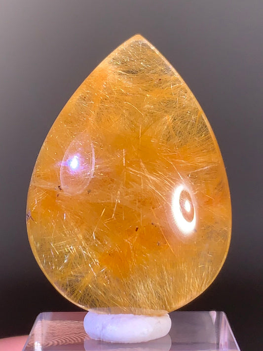 High-Quality Gold Rutilated Quartz Cabochon – Perfect for Pendant Jewelry