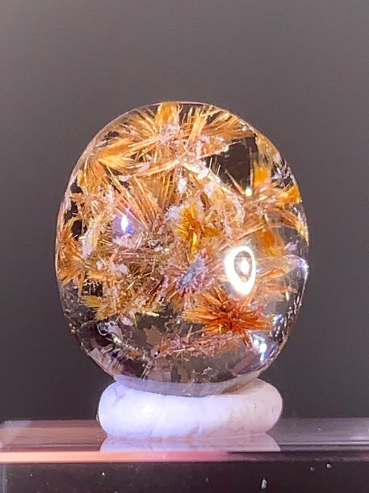 High-Quality Gold Starburst Rutilated Quartz Cabochon from Brazil