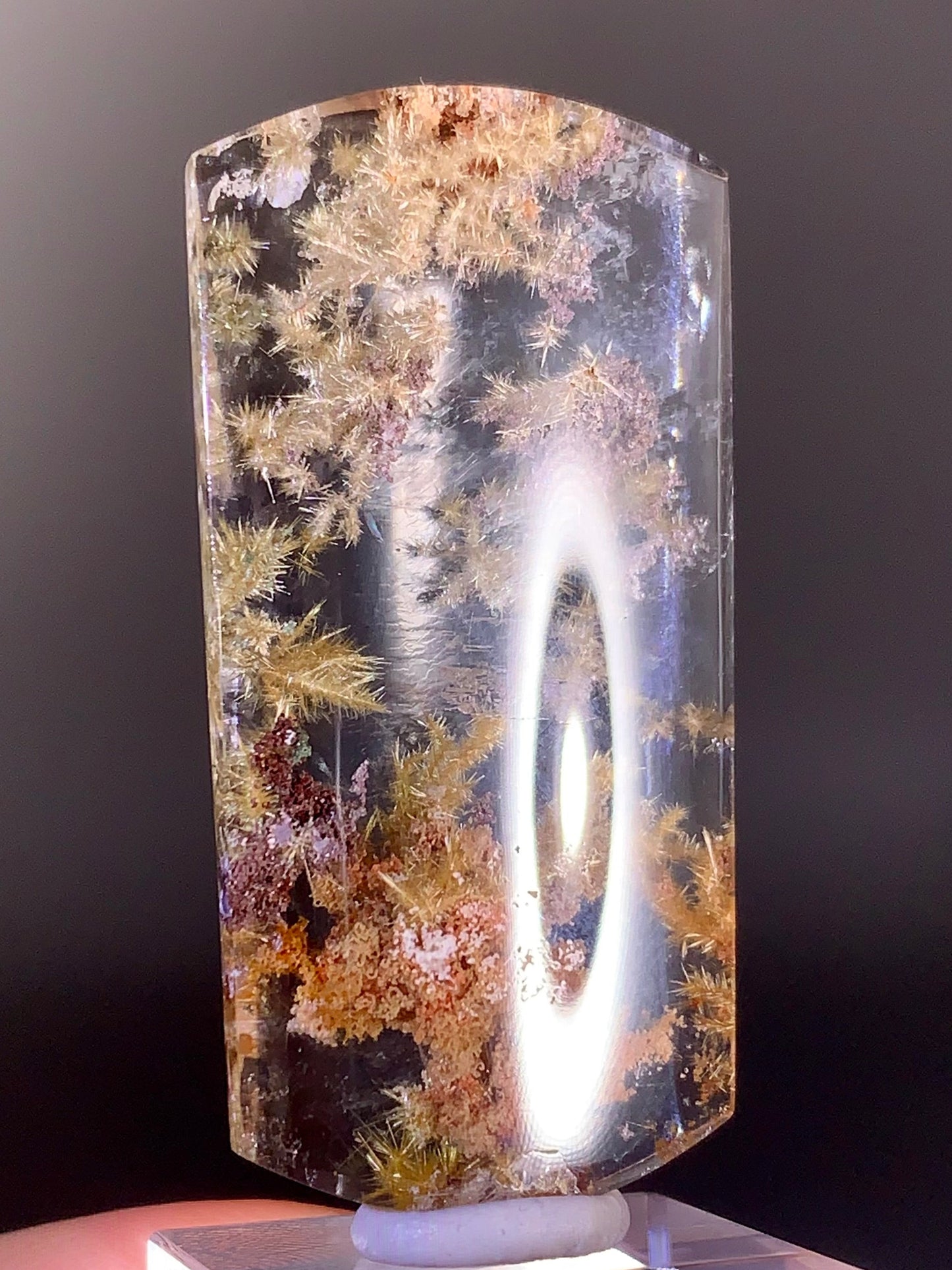 Collector’s Piece Gold Rutile Flower with Pink, Purple & Orange Garden from Brazil