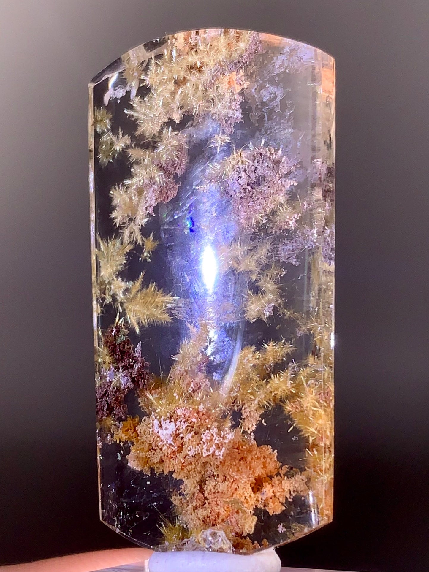 Collector’s Piece Gold Rutile Flower with Pink, Purple & Orange Garden from Brazil