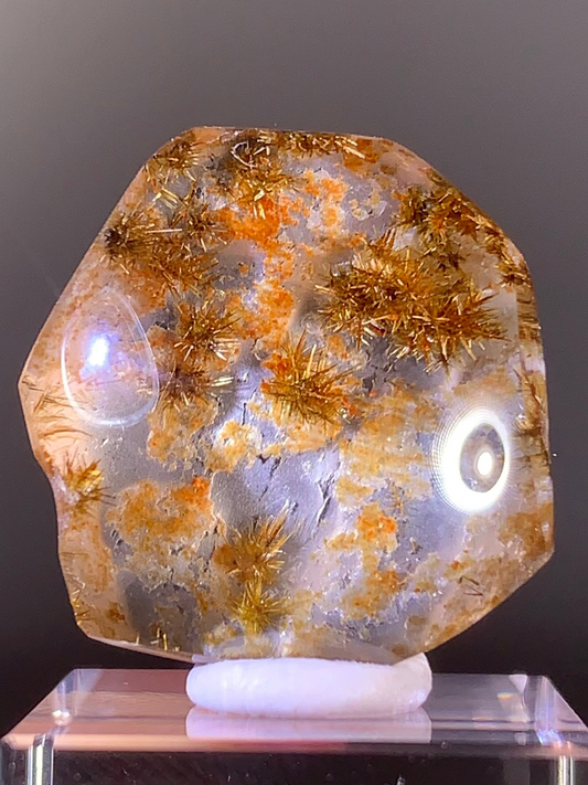 High-Quality Gold Rutile Flower Quartz Polished Freeform from Brazil