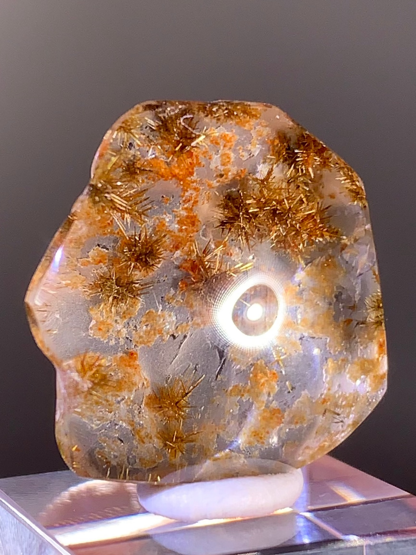 High-Quality Gold Rutile Flower Quartz Polished Freeform from Brazil