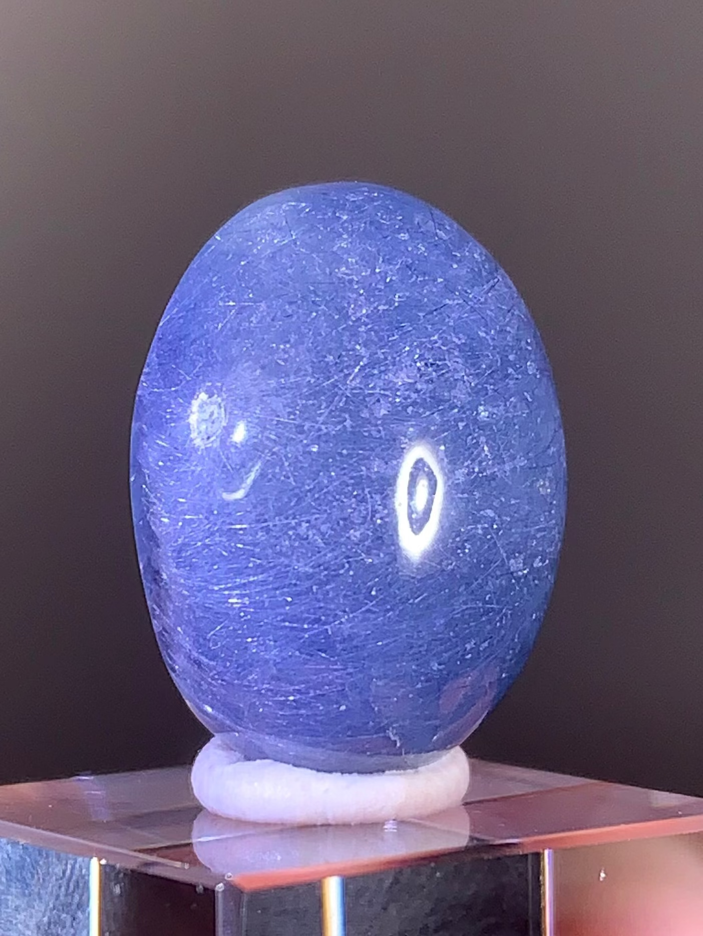 Extremely Rare Blue Amphibole Quartz Cabochon from Brazil