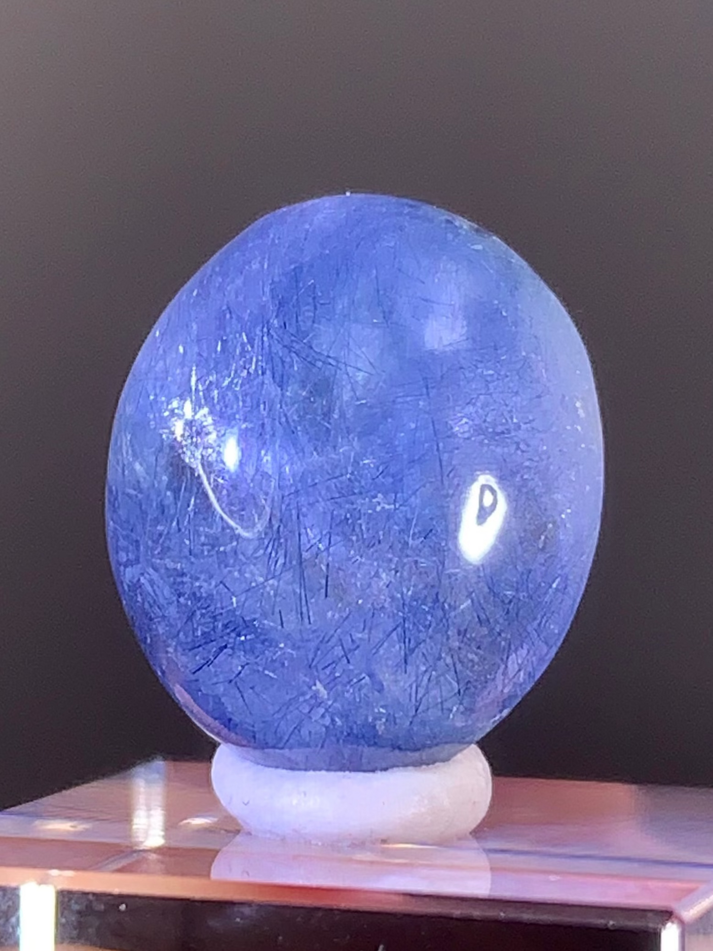 Extremely Rare Blue Amphibole Quartz Cabochon from Brazil