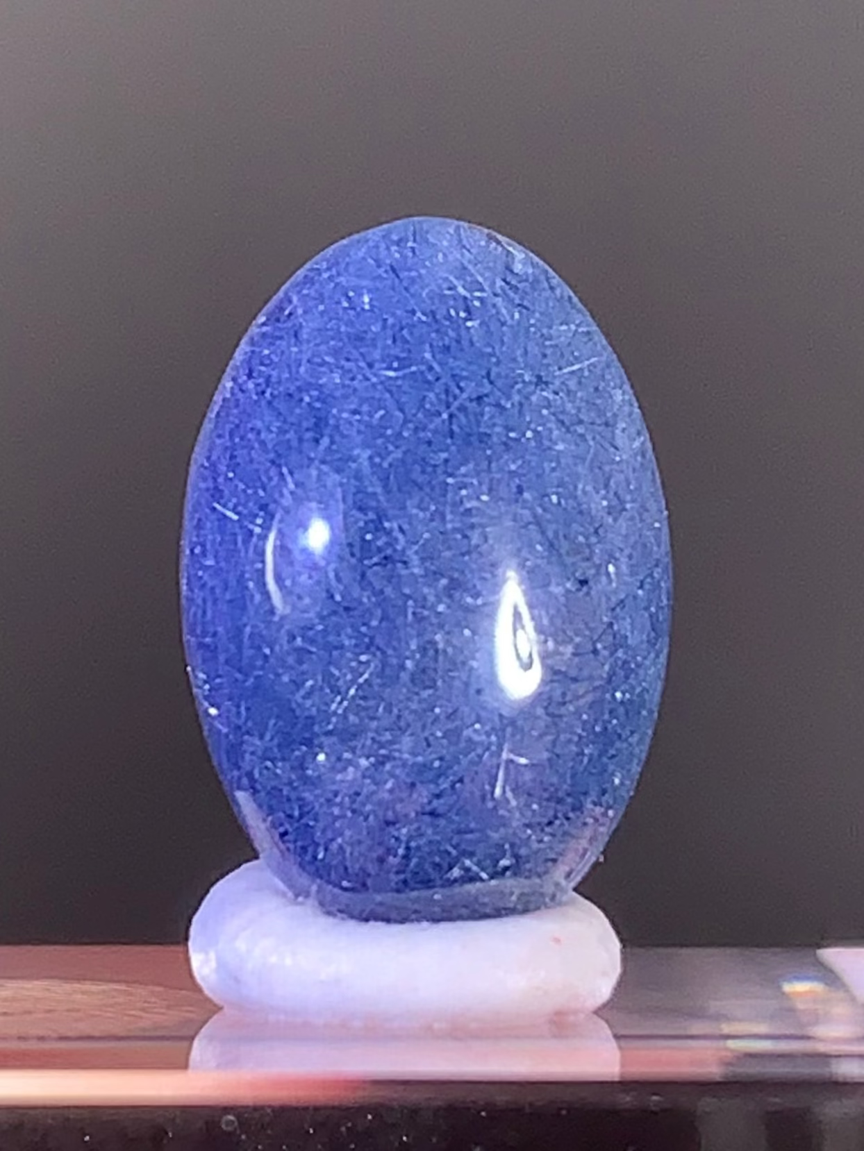 Extremely Rare Blue Amphibole Quartz Cabochon from Brazil