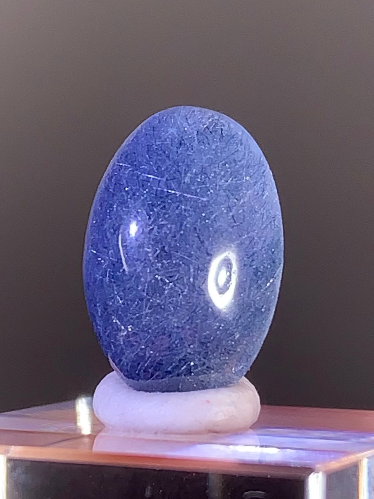 Extremely Rare Blue Amphibole Quartz Cabochon from Brazil