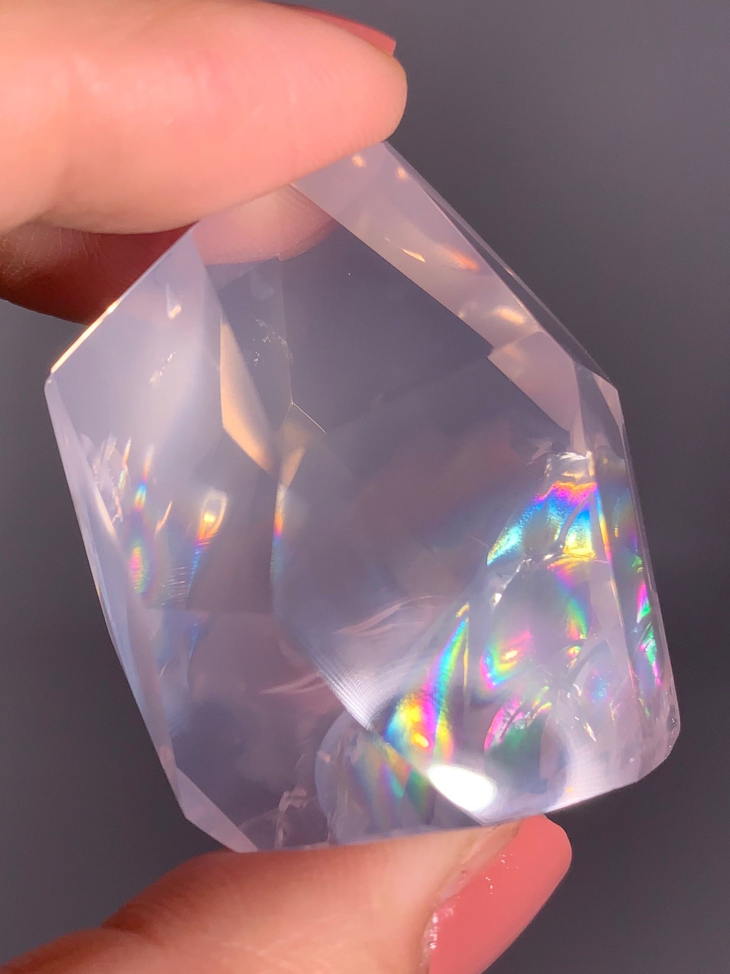 High-Quality Rose Quartz Polished Tower from Brazil with Natural Rainbows