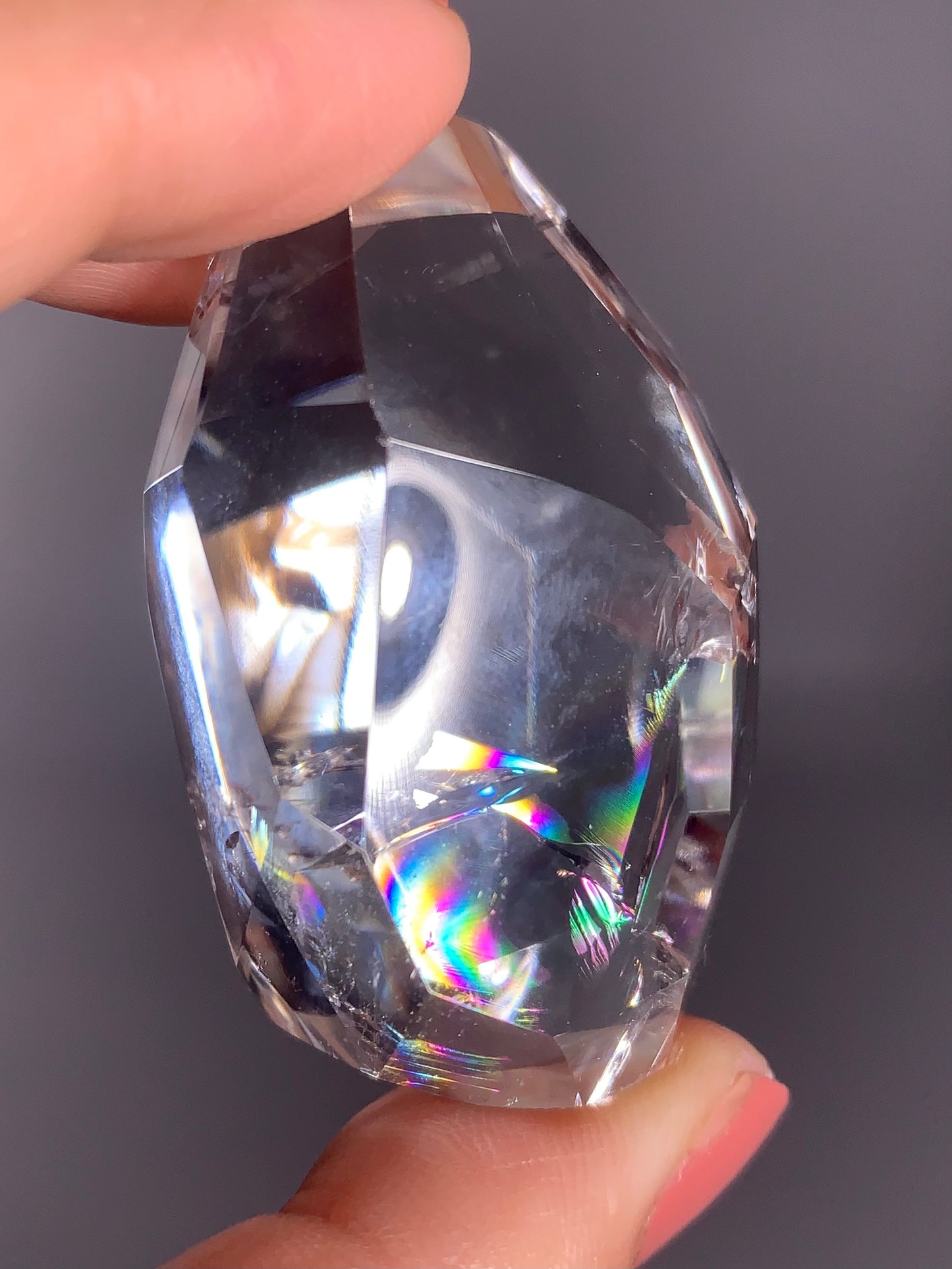High-Quality Clear Quartz Polished Freeform from Brazil with Natural Rainbows
