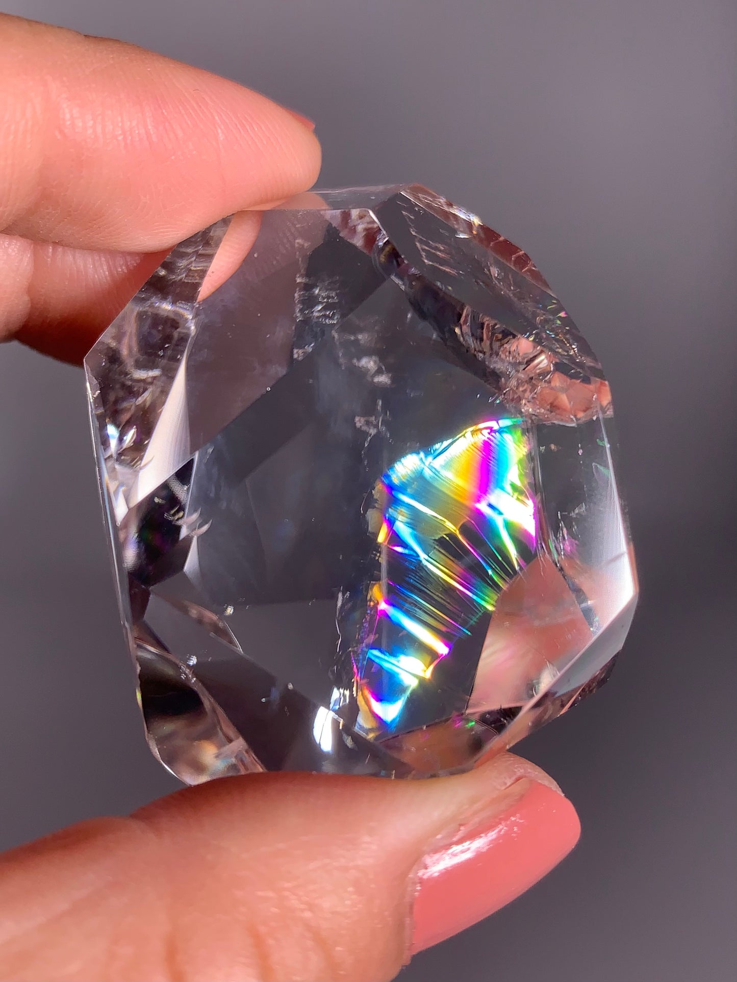 High-Quality Clear Quartz Polished Freeform from Brazil with Natural Rainbows