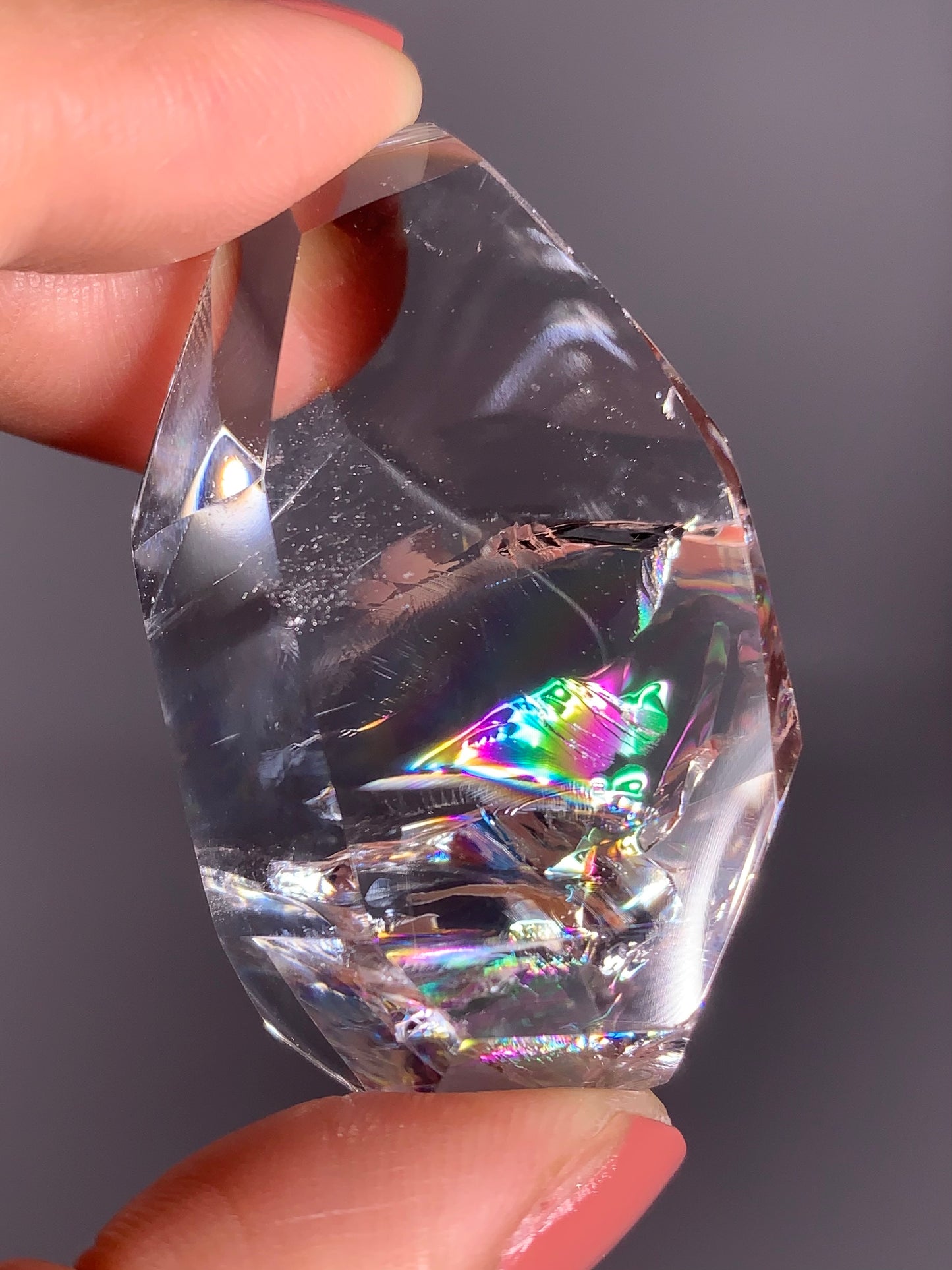 High-Quality Clear Quartz Polished Freeform from Brazil with Natural Rainbows