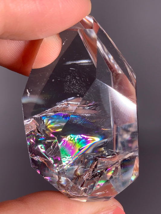 High-Quality Clear Quartz Polished Freeform from Brazil with Natural Rainbows