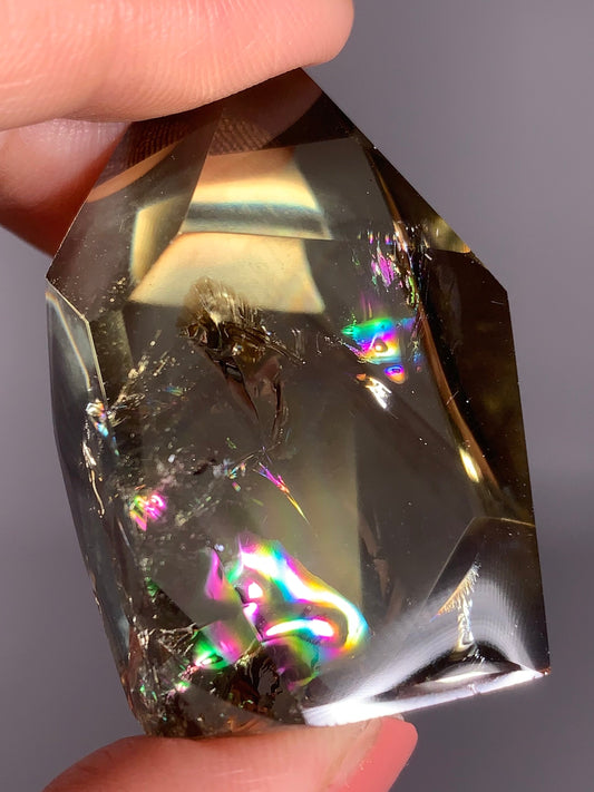 High-Quality Citrine Quartz Polished Tower from Brazil with Natural Rainbows