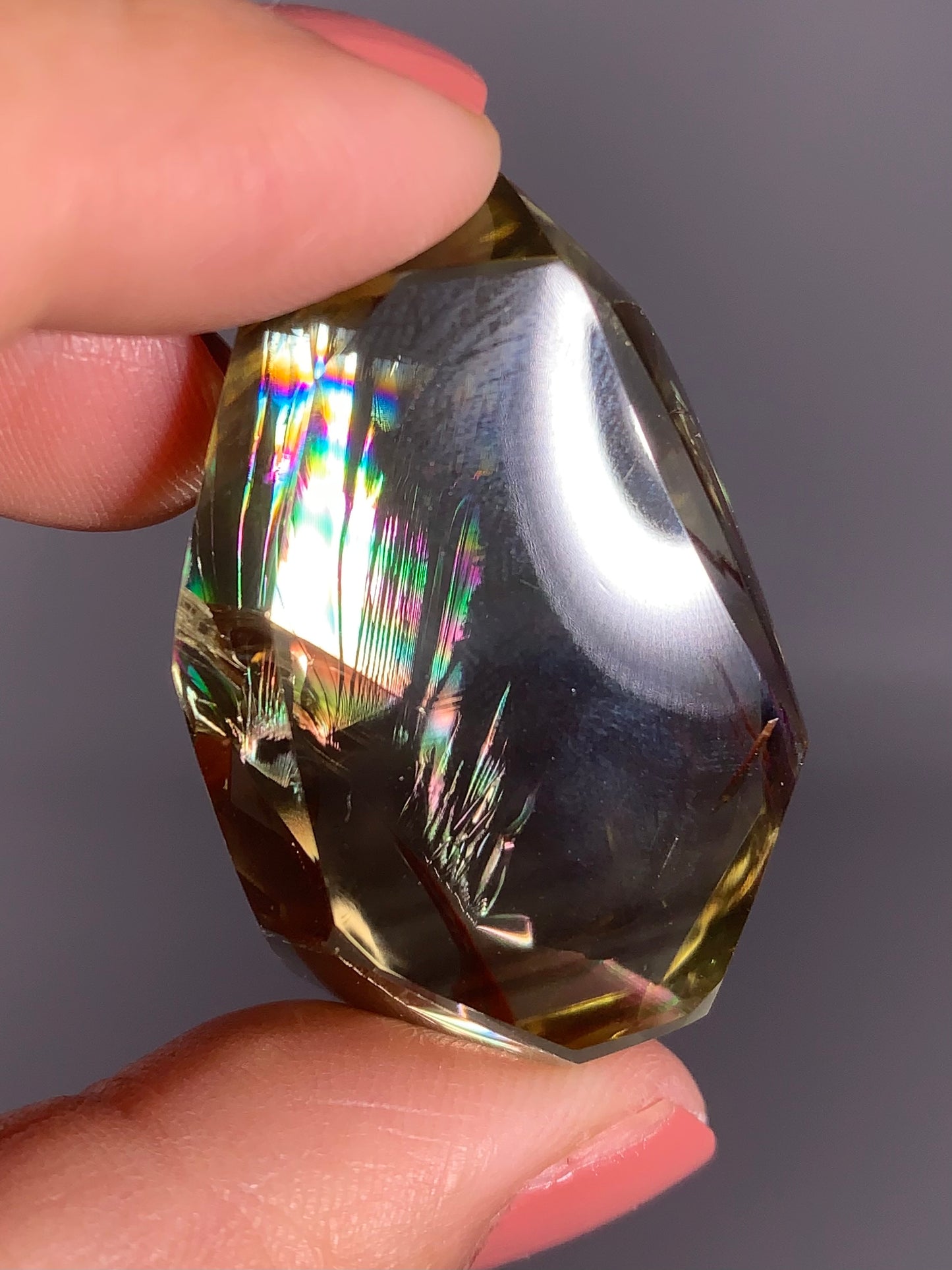 High-Quality Citrine Quartz Polished Freeform from Brazil with Natural Rainbows