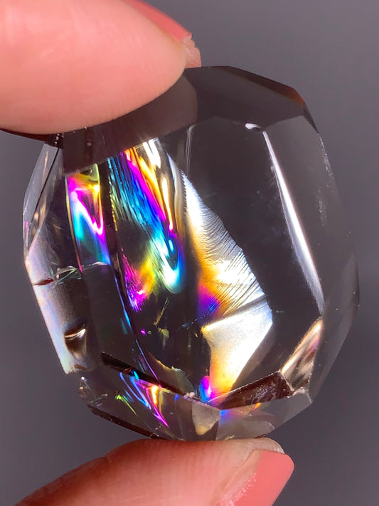 High-Quality Clear Quartz Polished Freeform Self Stand from Brazil with Natural Rainbows