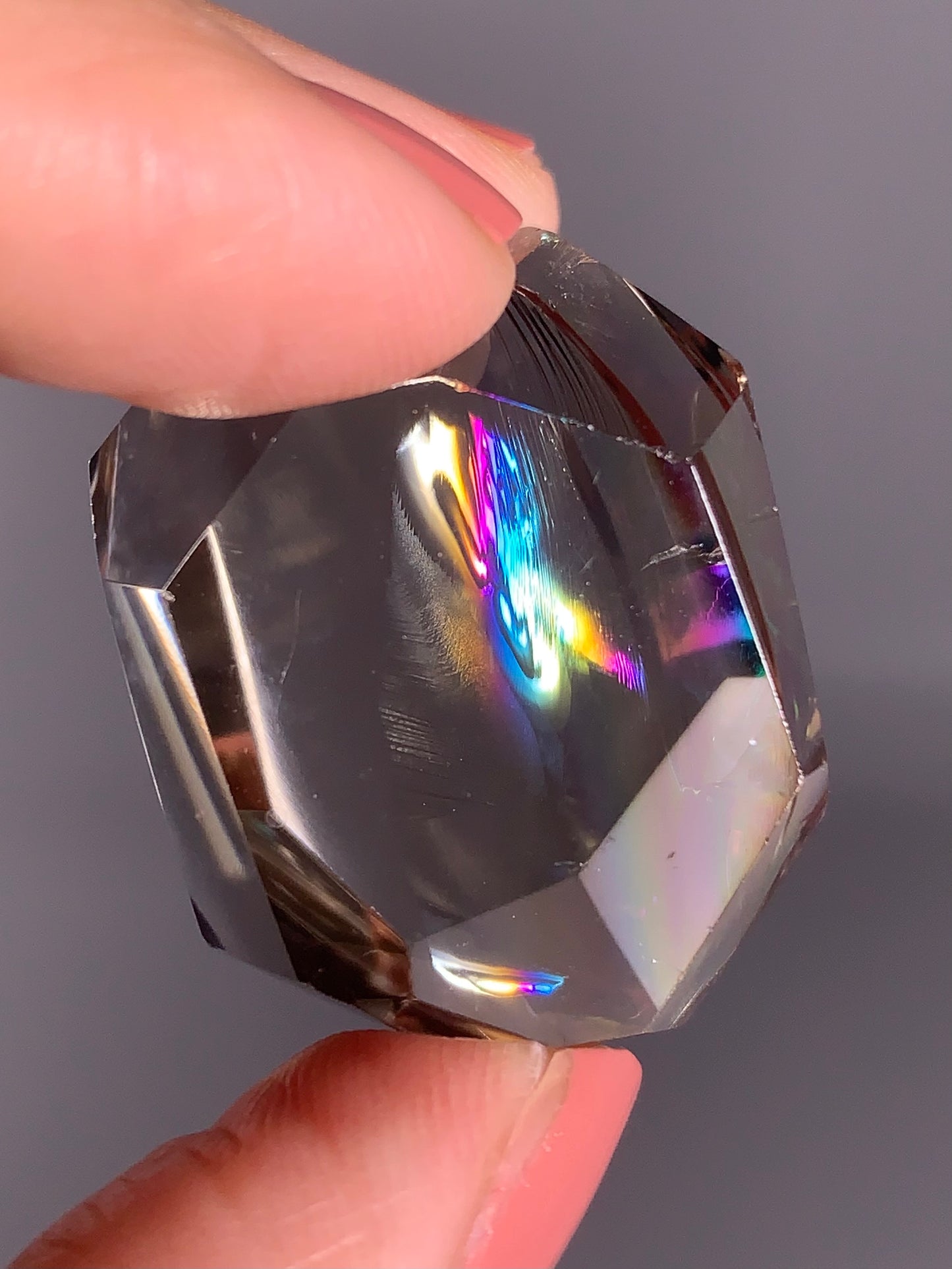 High-Quality Clear Quartz Polished Freeform Self Stand from Brazil with Natural Rainbows