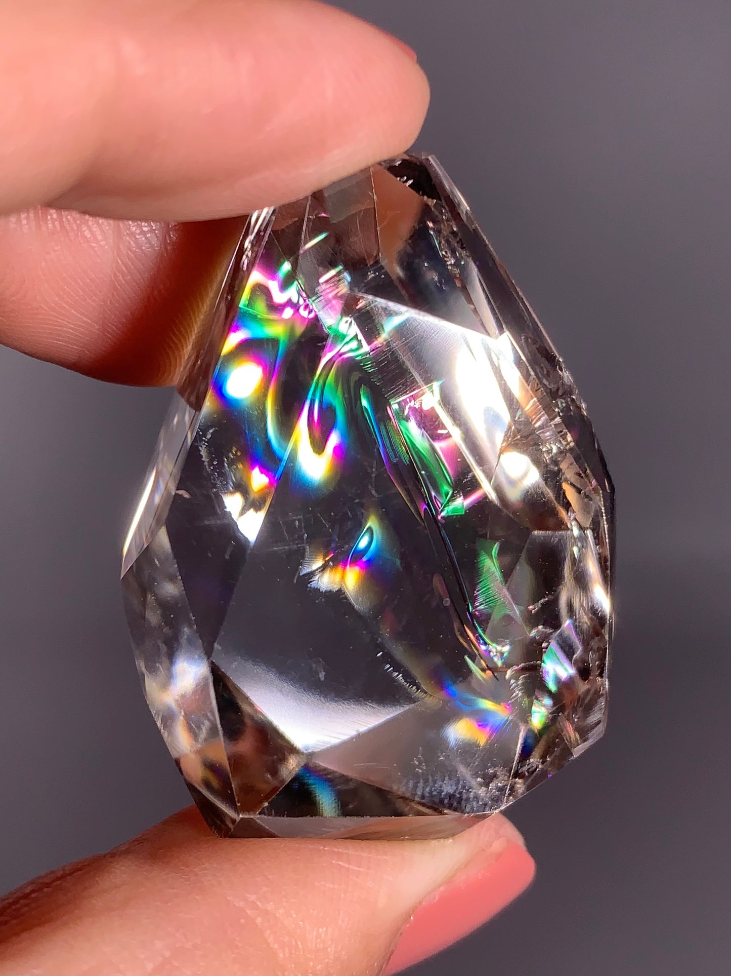 High-Quality Clear Quartz Polished Freeform Self Stand from Brazil with Natural Rainbows