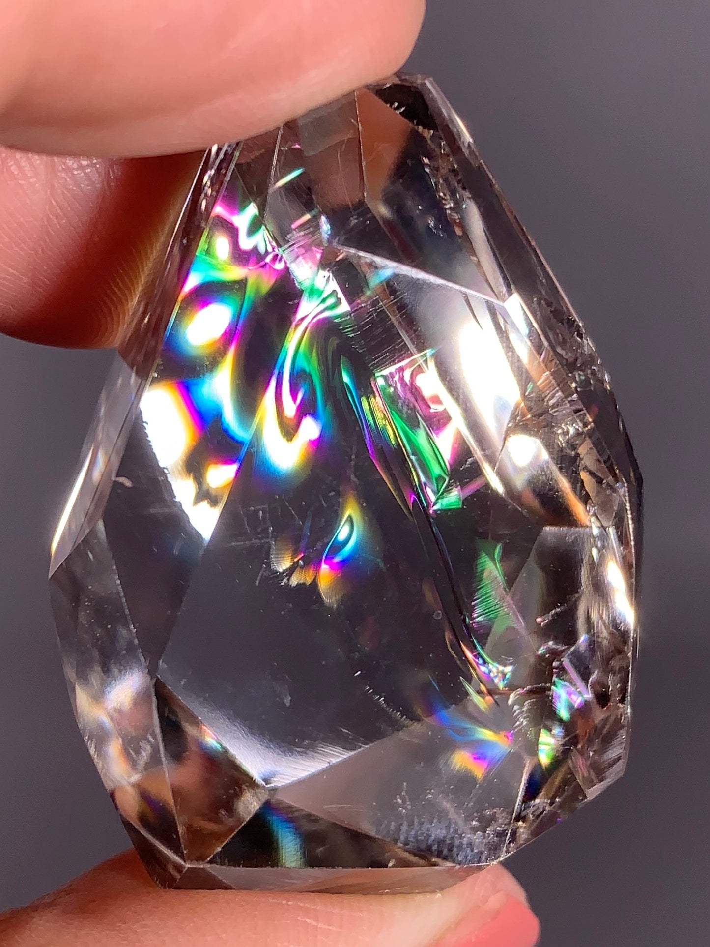 High-Quality Clear Quartz Polished Freeform Self Stand from Brazil with Natural Rainbows