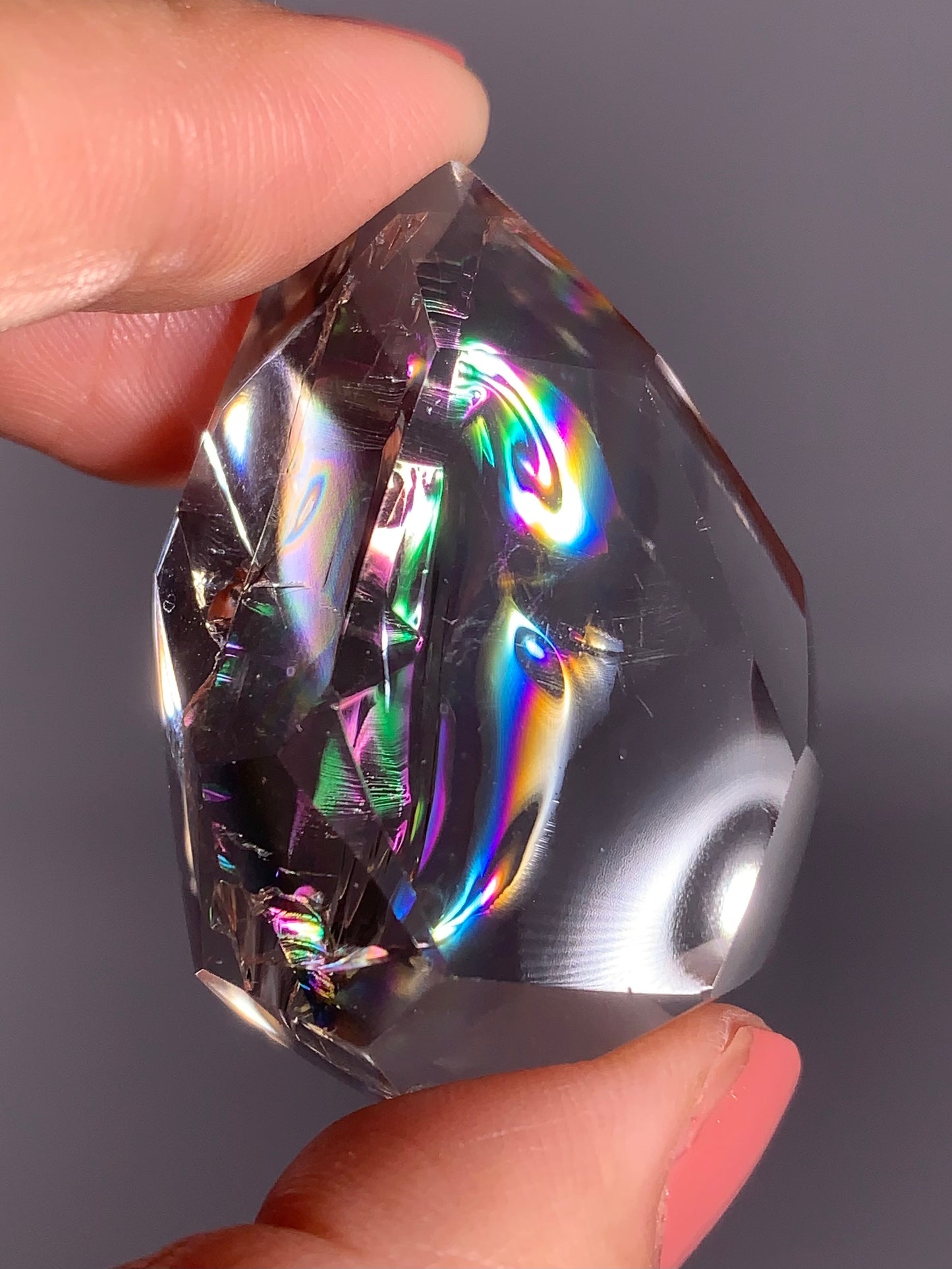 High-Quality Clear Quartz Polished Freeform Self Stand from Brazil with Natural Rainbows