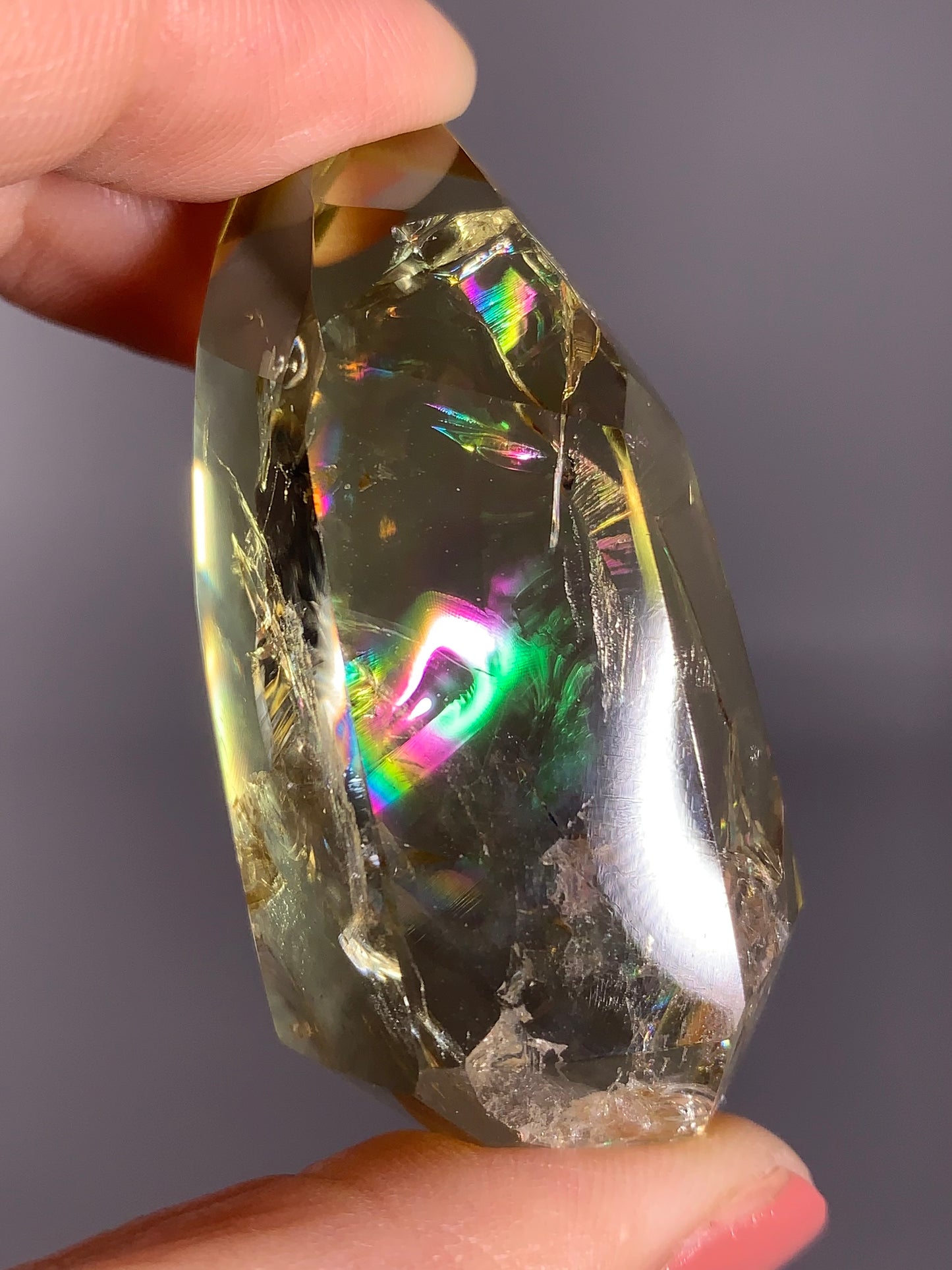High-Quality Citrine Quartz Polished Freeform from Brazil with Natural Rainbows