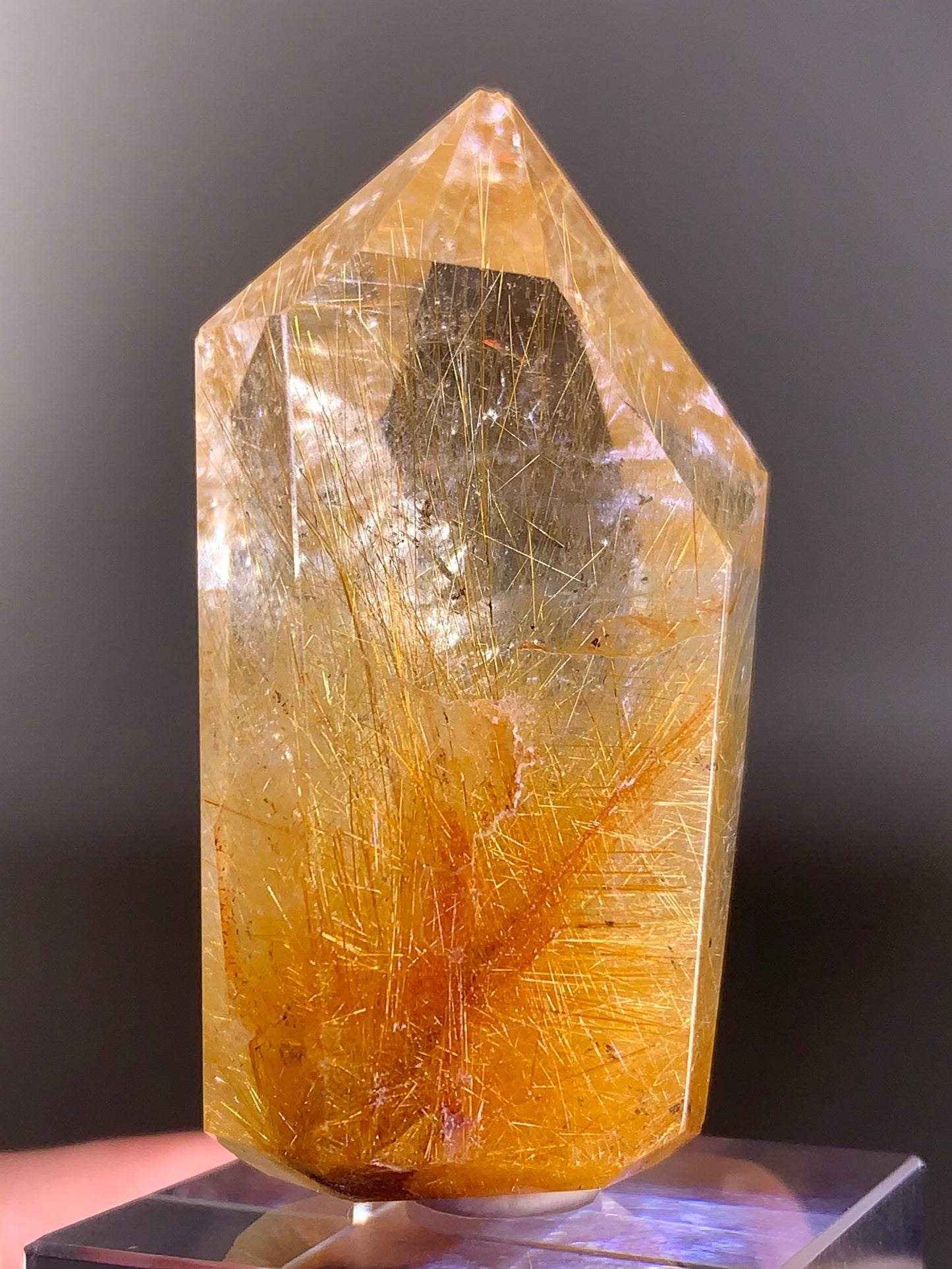 Gold Rutilated Quartz Polished Tower from Brazil | High Grade Natural Crystal