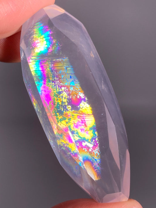 High-Quality Rose Quartz Polished Freeform from Brazil with Natural Rainbows