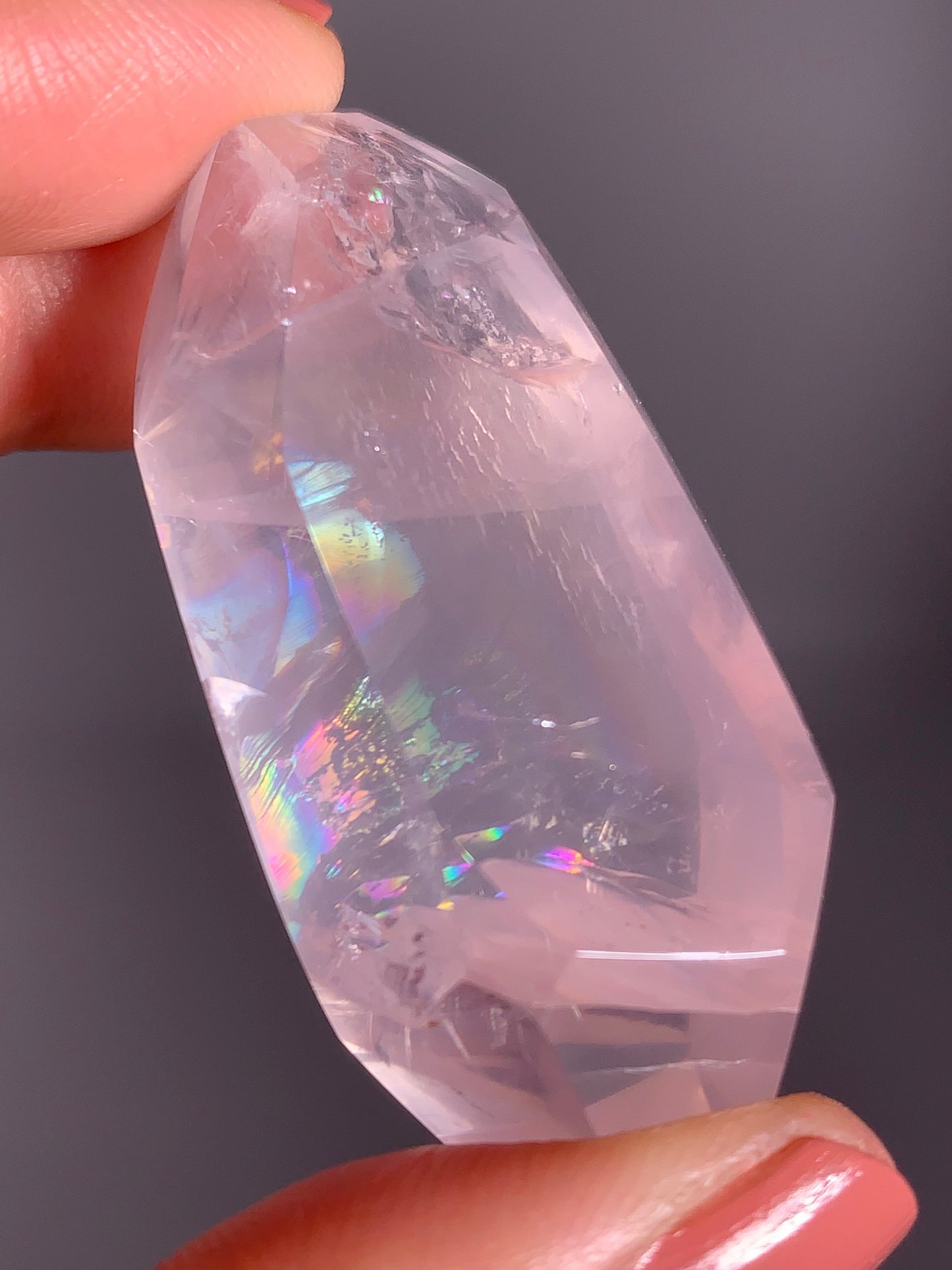 High-Quality Rose Quartz Polished Freeform from Brazil with Natural Rainbows