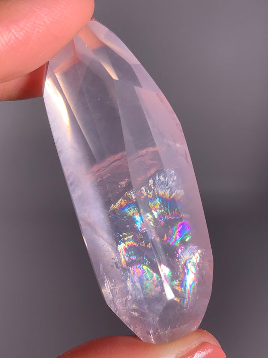 High-Quality Rose Quartz Polished Freeform from Brazil with Natural Rainbows