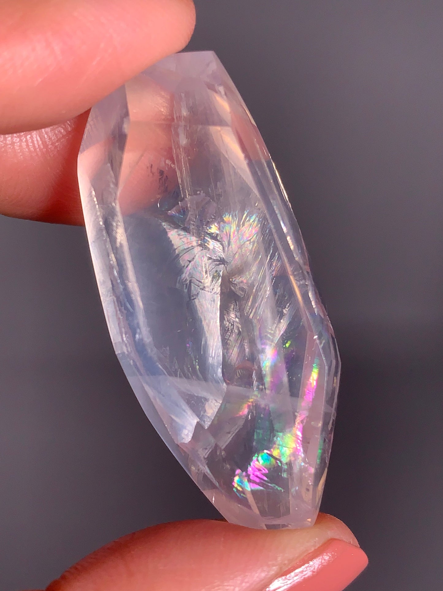 High-Quality Rose Quartz Polished Freeform from Brazil with Natural Rainbows