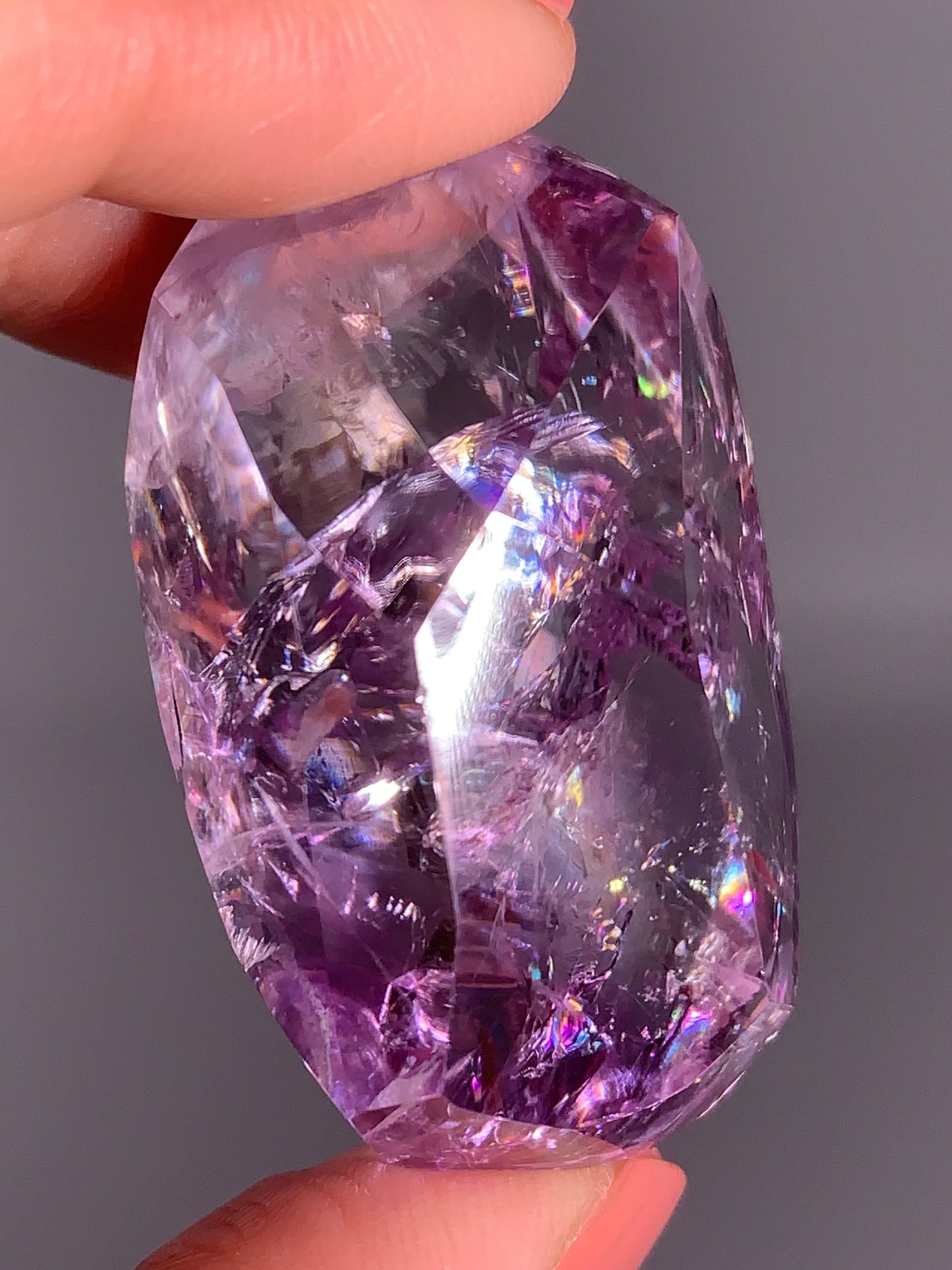 High-Quality Gem Crystal Amethyst Freeform with Natural Rainbow from Brazil