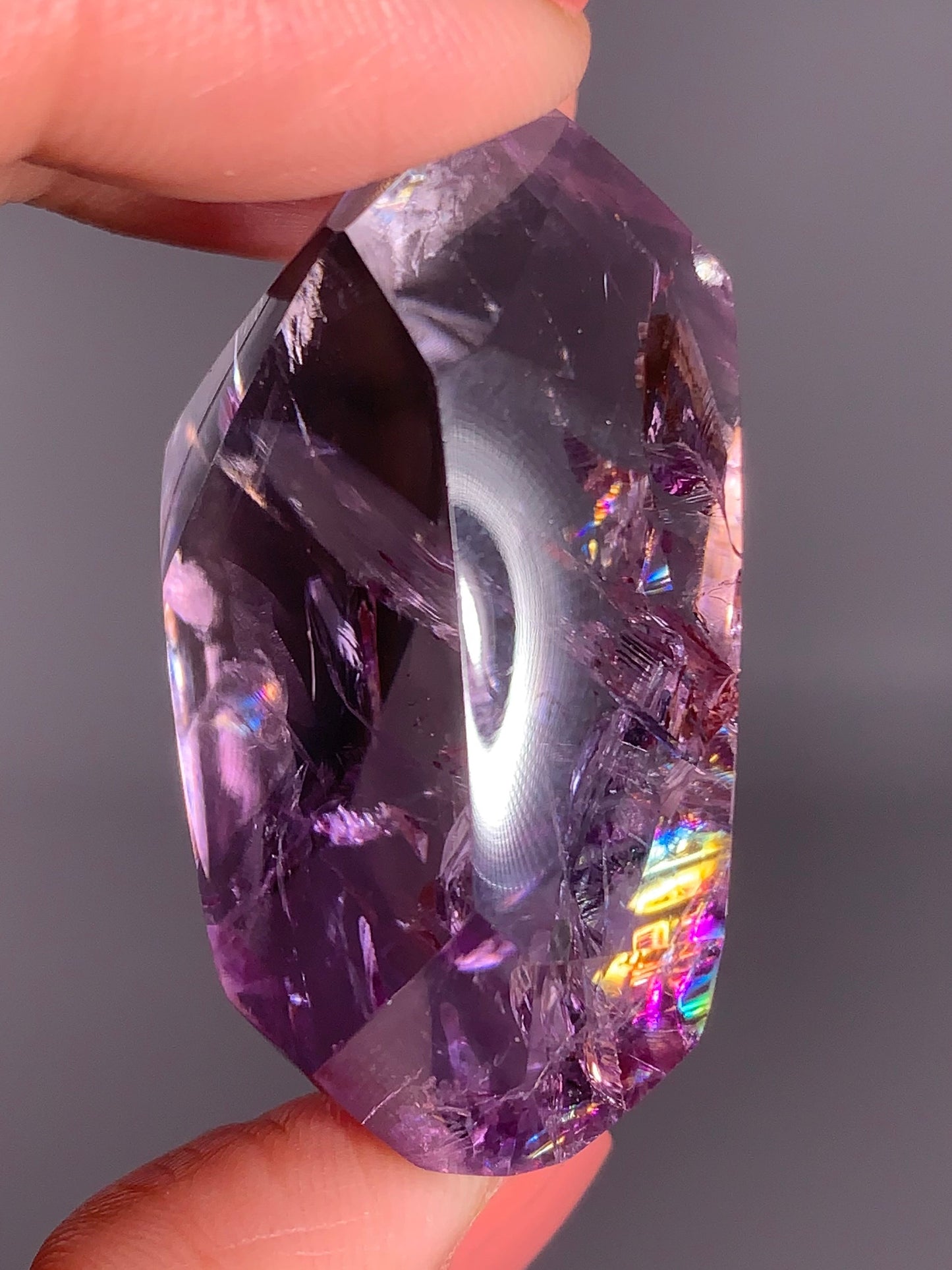 High-Quality Gem Crystal Amethyst Freeform with Natural Rainbow from Brazil