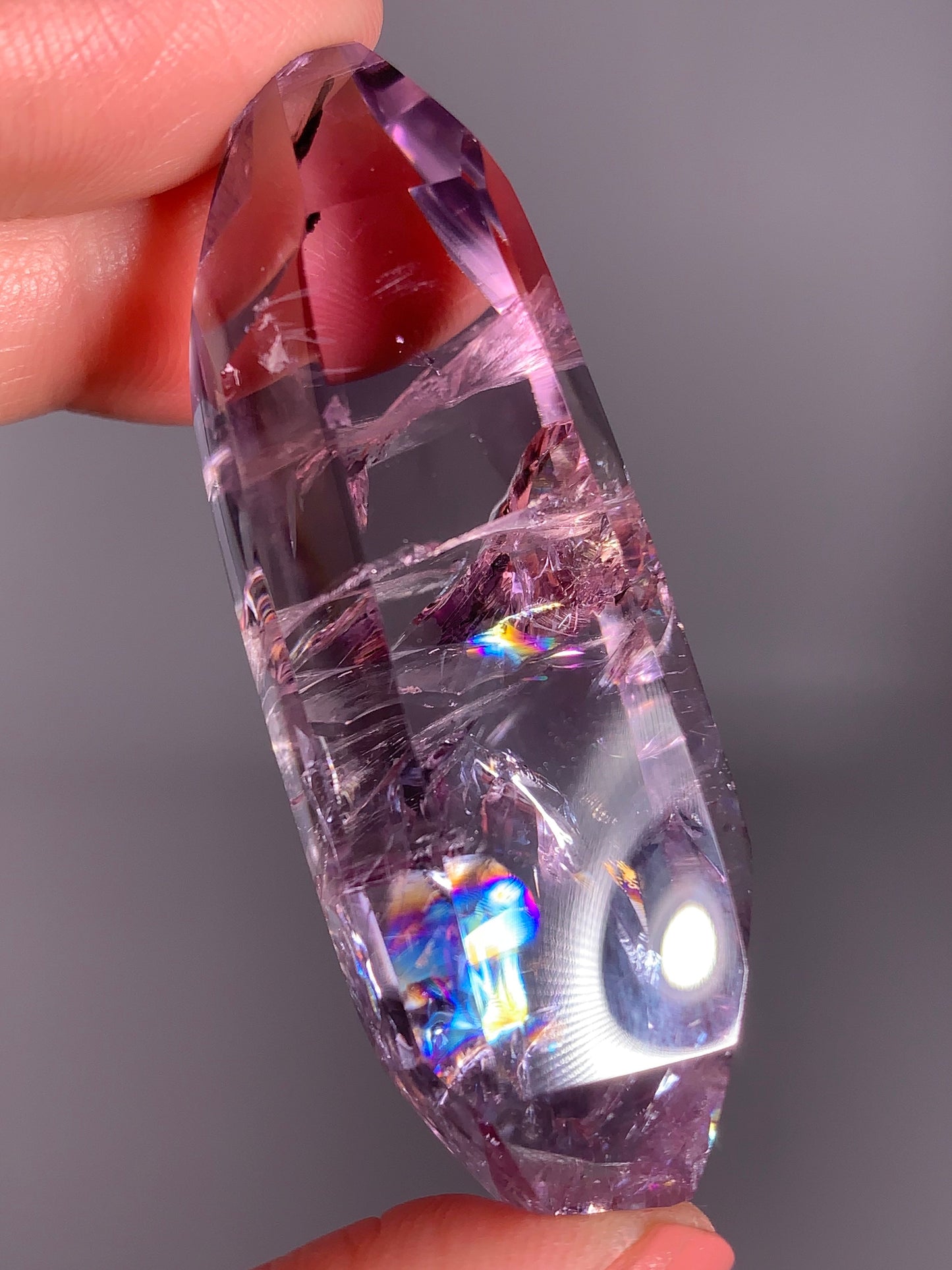 High-Quality Gem Crystal Amethyst Freeform with Natural Rainbow from Brazil