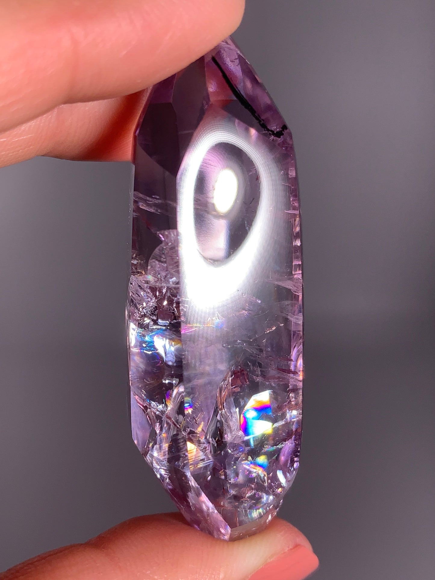 High-Quality Gem Crystal Amethyst Freeform with Natural Rainbow from Brazil