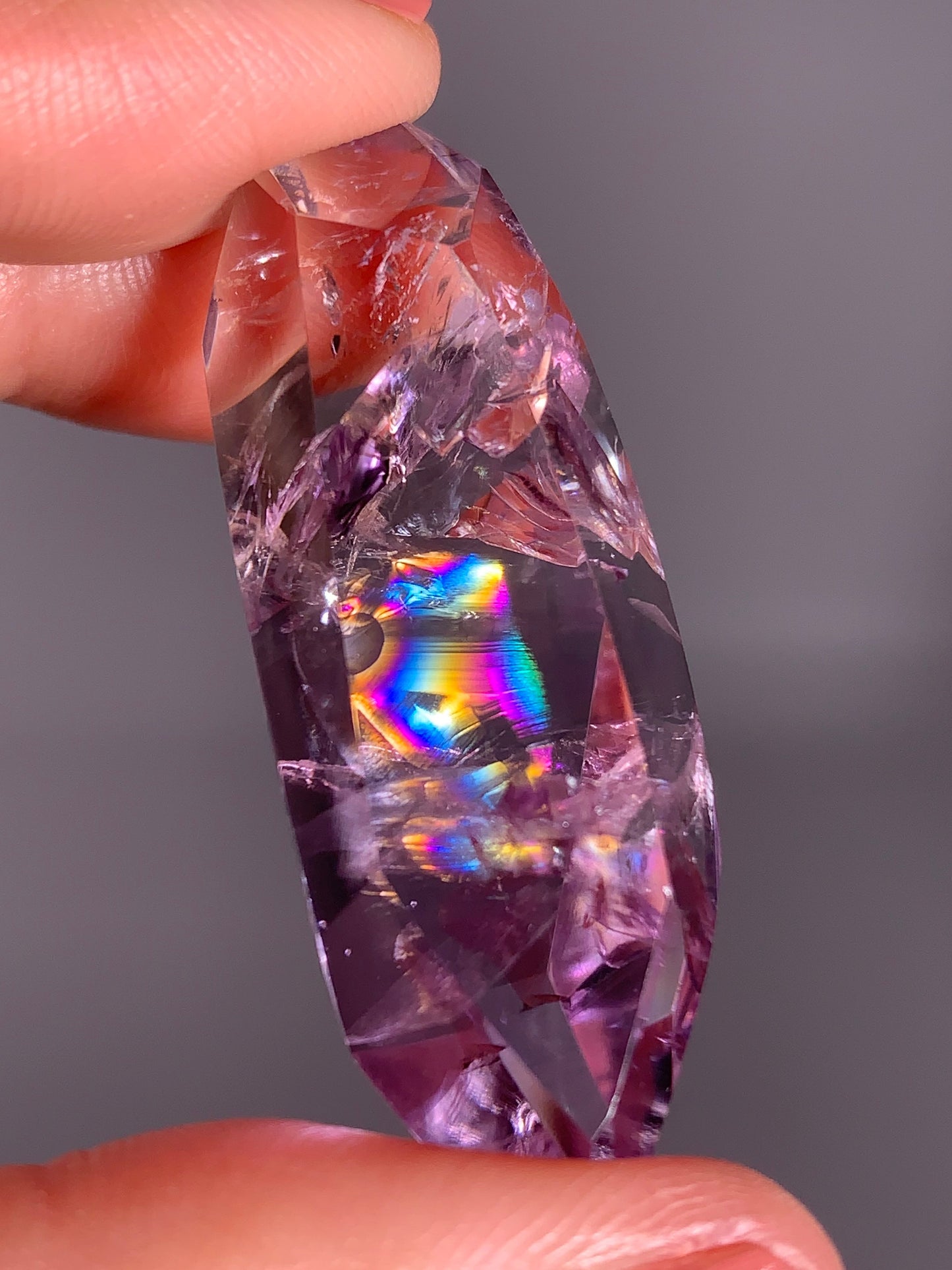 High-Quality Gem Crystal Amethyst Freeform with Natural Rainbow from Brazil