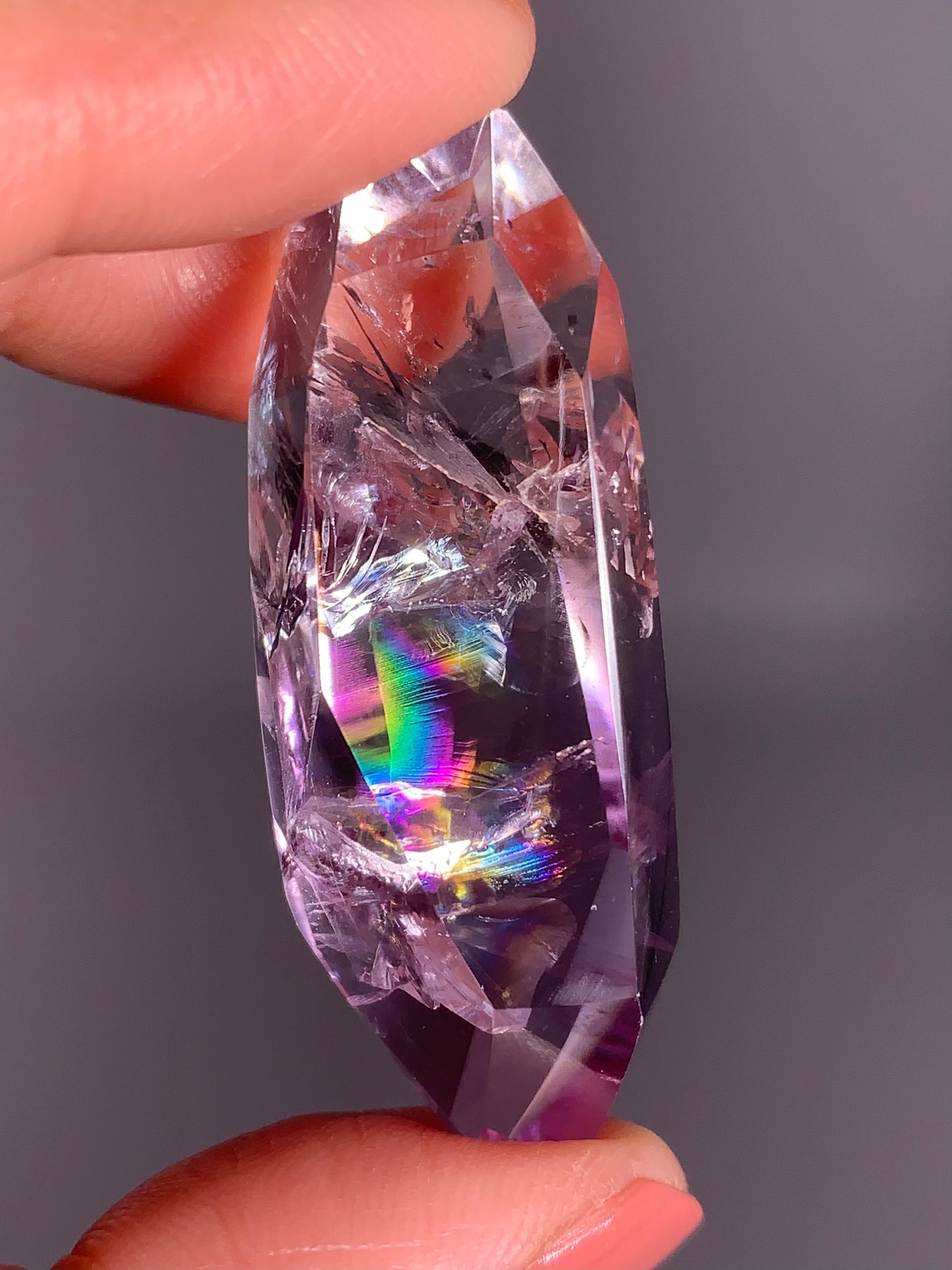 High-Quality Gem Crystal Amethyst Freeform with Natural Rainbow from Brazil