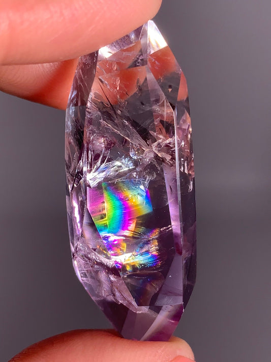 High-Quality Gem Crystal Amethyst Freeform with Natural Rainbow from Brazil