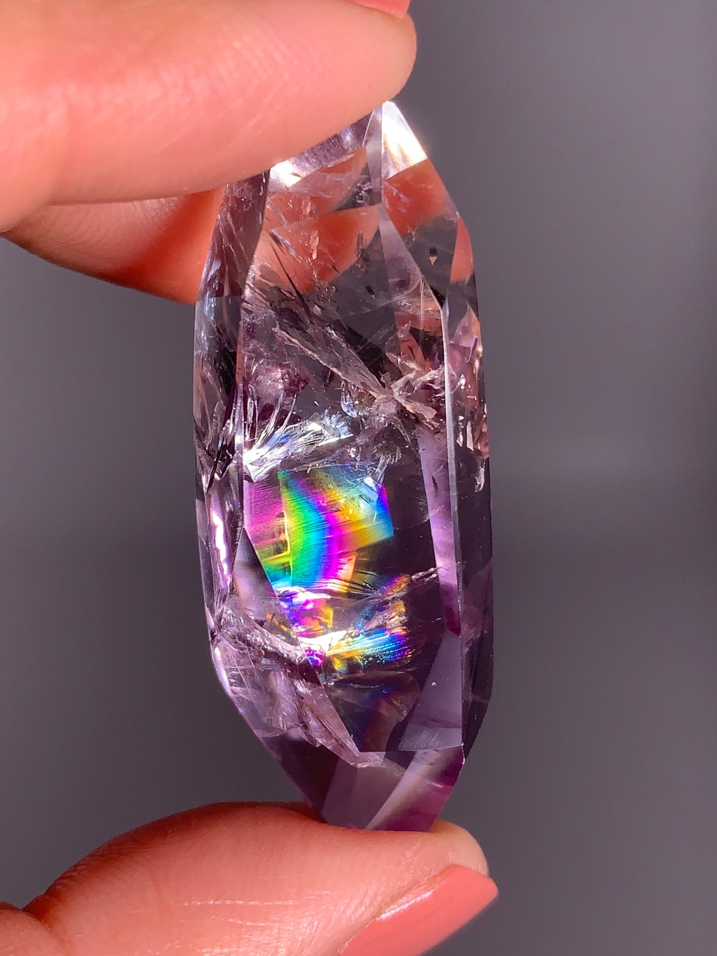 High-Quality Gem Crystal Amethyst Freeform with Natural Rainbow from Brazil