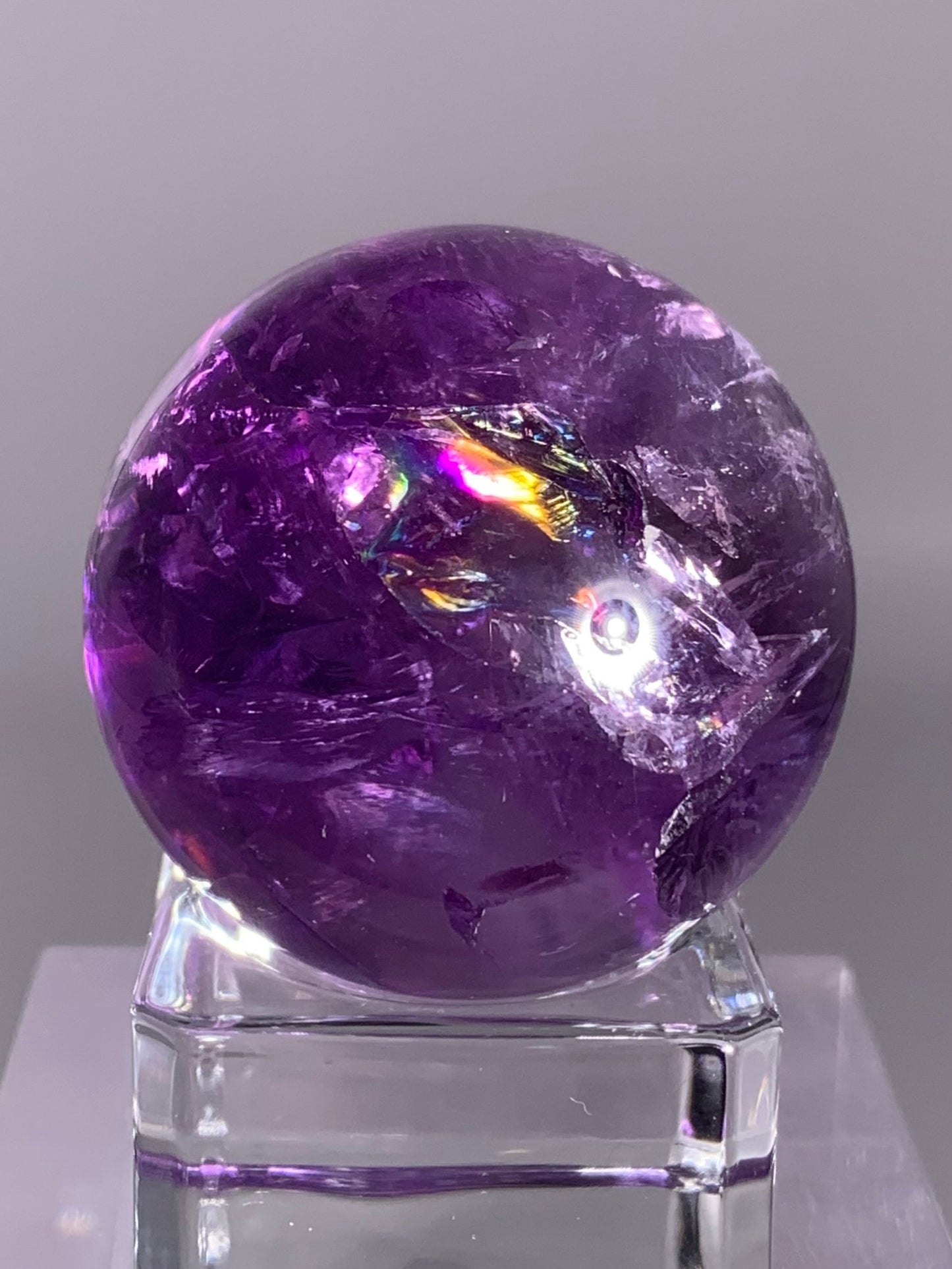 High-Quality Gem Crystal Amethyst Sphere with Natural Rainbow from Brazil