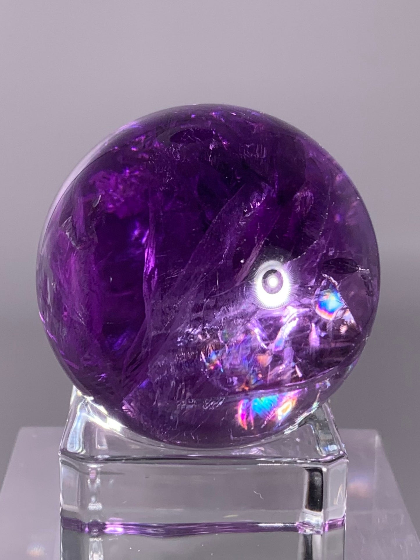 High-Quality Gem Crystal Amethyst Sphere with Natural Rainbow from Brazil