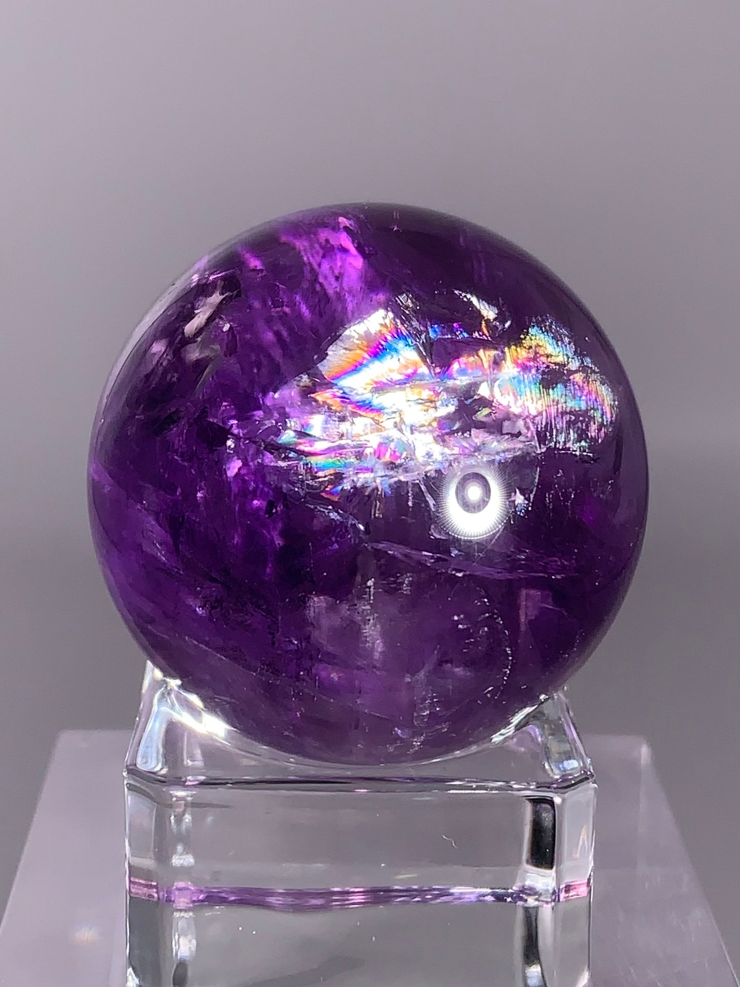 High-Quality Gem Crystal Amethyst Sphere with Natural Rainbow from Brazil