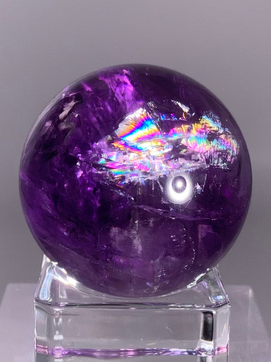 High-Quality Gem Crystal Amethyst Sphere with Natural Rainbow from Brazil
