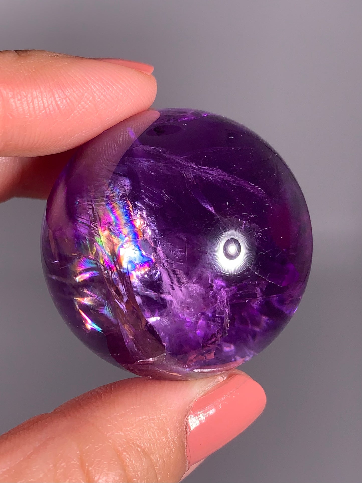 High-Quality Gem Crystal Amethyst Sphere with Natural Rainbow from Brazil