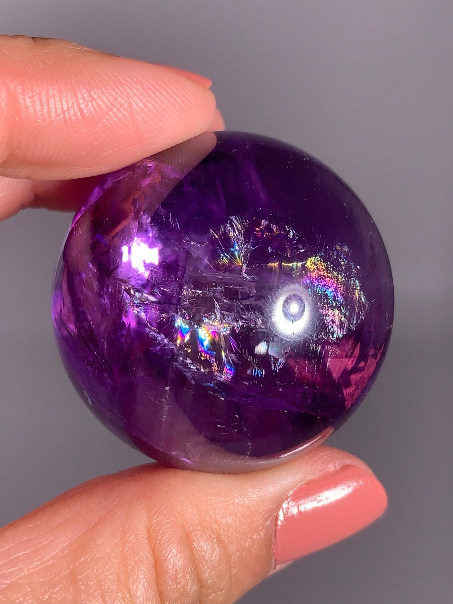 High-Quality Gem Crystal Amethyst Sphere with Natural Rainbow from Brazil